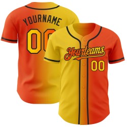 Mode Authentische Orange Baseball Gelb-Schwarz Jersey Custom Gradienten