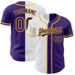 Authentische Split Lila Lila Weiß-Gold Jersey Mode Custom Baseball Authentische Split Lila Lila Weiß-Gold Jersey Mode Custom Baseball