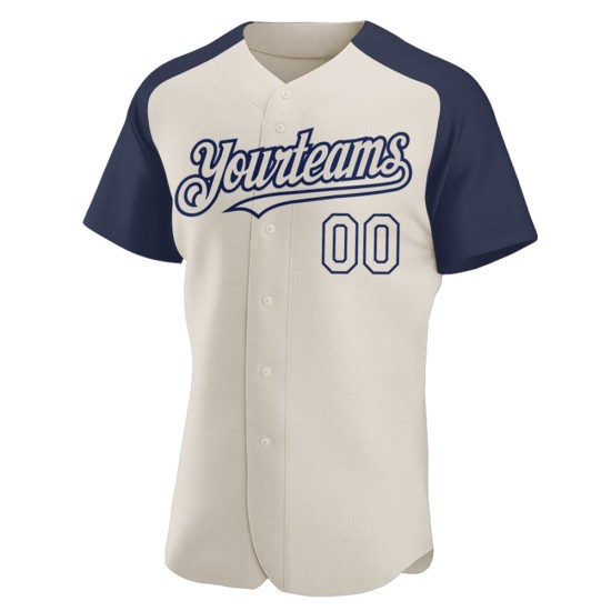 Navy Jersey Baseball Custom Creme Raglan Ärmel Authentisch Navy Jersey Baseball Custom Creme Raglan Ärmel Authentisch