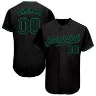 Benutzerdefiniertes authentisches Baseball-Trikot in Schwarz und Kelly Green