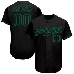 Benutzerdefiniertes authentisches Baseball-Trikot in Schwarz und Kelly Green