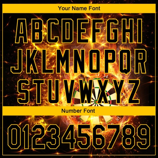 Design 3D Dart Flamme Baseball Gold Custom Board Schwarz Authentische Muster Jersey Design 3D Dart Flamme Baseball Gold Custom Board Schwarz Authentische Muster Jersey