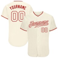 Benutzerdefiniertes cremefarbenes, cremefarbenes, rotes authentisches Baseball-Trikot