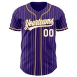 Old Jersey Lila Weiß Nadelstreifen Authentic Gold Custom Baseball Old Jersey Lila Weiß Nadelstreifen Authentic Gold Custom Baseball