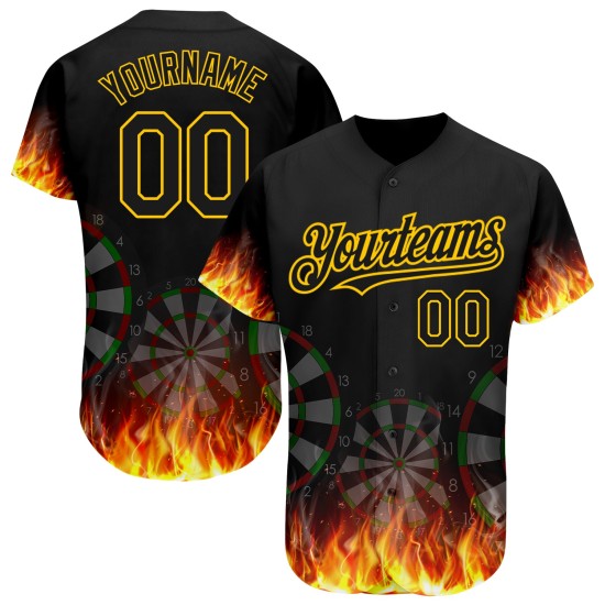 Design Gold Dart Jersey Muster Custom Baseball Board Flamme Schwarz Authentische 3D Design Gold Dart Jersey Muster Custom Baseball Board Flamme Schwarz Authentische 3D