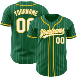 Nadelstreifen authentische grün weiß Jersey benutzerdefinierte Gold Kelly Baseball