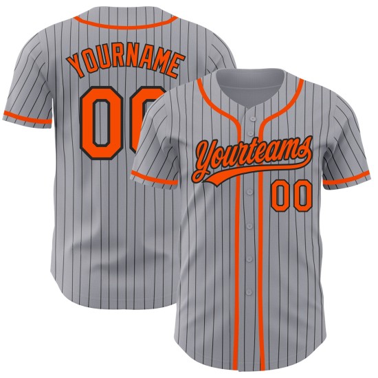 Nadelstreifen Grau Orange Jersey Custom Authentic Schwarz Baseball Nadelstreifen Grau Orange Jersey Custom Authentic Schwarz Baseball