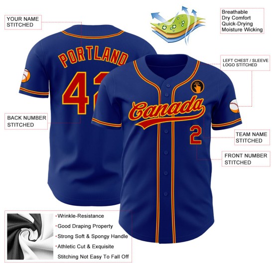 Baseball Custom Trikot Authentic Royal Rot-Gold