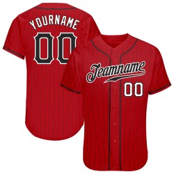 Benutzerdefinierte rot schwarz Nadelstreifen schwarz-weiß authentische Baseball Jersey