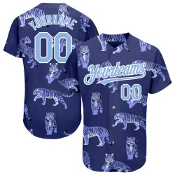 Lila Blau-Weiß 3D Design Jersey Tiger Custom Authentic Dark Light Muster Baseball