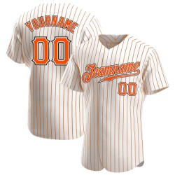 Benutzerdefinierte weiß orange Nadelstreifen orange-schwarz authentische Baseball Jersey