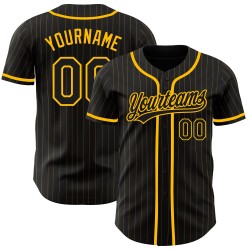 Gold Nadelstreifen Schwarz Jersey Baseball Authentic Custom Schwarz