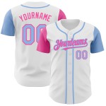 Hellweißes Baseball-Ton-Authentisches Trikot Custom Blue-Pink Two Hellweißes Baseball-Ton-Authentisches Trikot Custom Blue-Pink Two