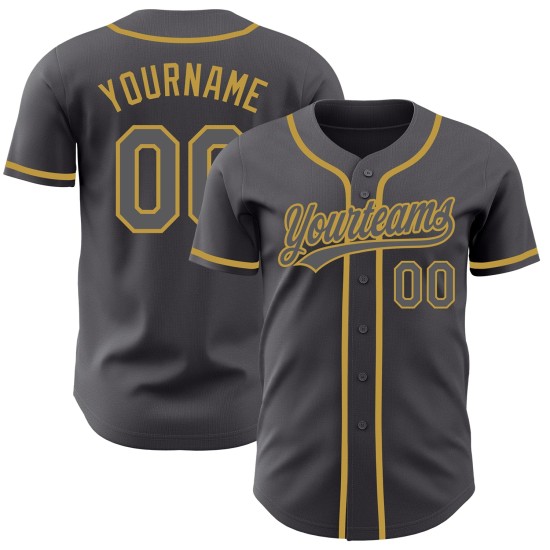 Authentisches Gold Old Custom Steel Baseball Jersey Grau Authentisches Gold Old Custom Steel Baseball Jersey Grau