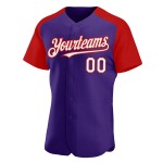 Raglan Lila Weiß-Rot Custom Jersey Authentic Baseball Ärmel Raglan Lila Weiß-Rot Custom Jersey Authentic Baseball Ärmel