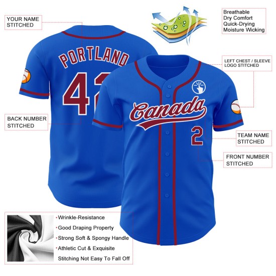 Baseball Authentic Blue Custom Jersey Thunder Crison-Weiß Baseball Authentic Blue Custom Jersey Thunder Crison-Weiß