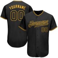 Benutzerdefiniertes authentisches Baseball-Trikot in Schwarz und Gold