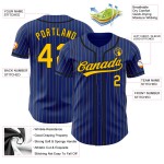 Schwarzes Royal Baseball-Trikot mit Nadelstreifen, authentisches, individuelles Gelb Schwarzes Royal Baseball-Trikot mit Nadelstreifen, authentisches, individuelles Gelb