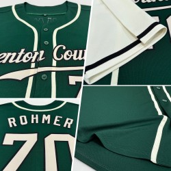 Benutzerdefiniertes authentisches zweifarbiges Baseball-Trikot in Grün, Creme und Schwarz