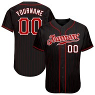 Benutzerdefinierte schwarz rot Nadelstreifen rot-weiß authentische Baseball Jersey