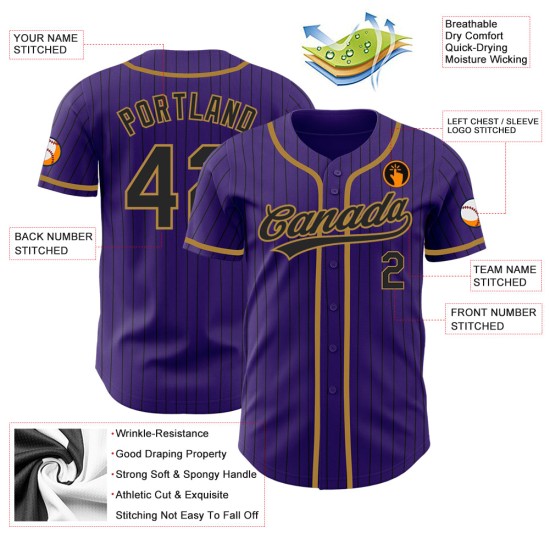 Lila Schwarz Schwarz-Old Custom Authentic Gold Jersey Nadelstreifen Baseball Lila Schwarz Schwarz-Old Custom Authentic Gold Jersey Nadelstreifen Baseball