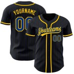 Baseball Royal Royal-Gelb Schwarz Jersey Custom Authentic Nadelstreifen Baseball Royal Royal-Gelb Schwarz Jersey Custom Authentic Nadelstreifen
