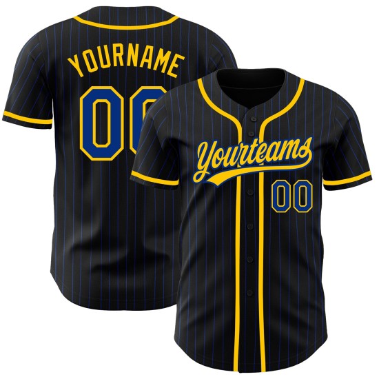 Baseball Royal Royal-Gelb Schwarz Jersey Custom Authentic Nadelstreifen Baseball Royal Royal-Gelb Schwarz Jersey Custom Authentic Nadelstreifen