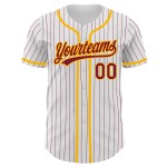Authentisches Baseball-Trikot, karminrot/weiß, individuelle Nadelstreifen, karminrot-gold Authentisches Baseball-Trikot, karminrot/weiß, individuelle Nadelstreifen, karminrot-gold