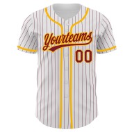 Authentisches Baseball-Trikot, karminrot/weiß, individuelle Nadelstreifen, karminrot-gold Authentisches Baseball-Trikot, karminrot/weiß, individuelle Nadelstreifen, karminrot-gold