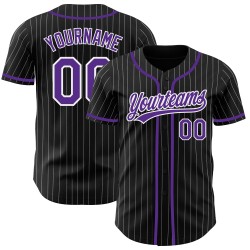 Benutzerdefinierte schwarz weiß Nadelstreifen lila authentische Baseball Jersey