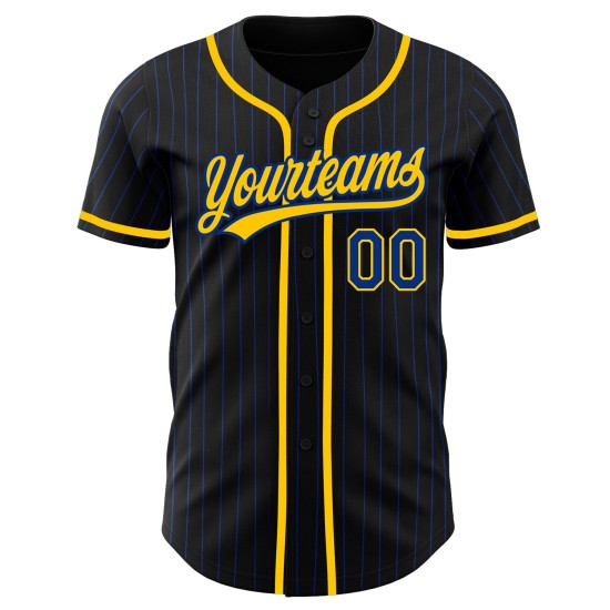 Baseball Royal Royal-Gelb Schwarz Jersey Custom Authentic Nadelstreifen Baseball Royal Royal-Gelb Schwarz Jersey Custom Authentic Nadelstreifen