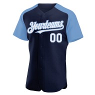 Ärmel Baseball Raglan Custom Weiß-Licht Authentisches Marineblaues Trikot Ärmel Baseball Raglan Custom Weiß-Licht Authentisches Marineblaues Trikot