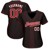 Benutzerdefinierte schwarz rot Nadelstreifen rot-weiß authentische Baseball Jersey Benutzerdefinierte schwarz rot Nadelstreifen rot-weiß authentische Baseball Jersey