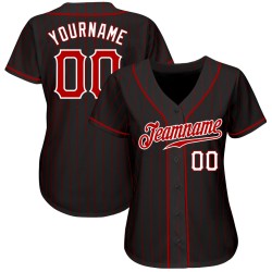 Benutzerdefinierte schwarz rot Nadelstreifen rot-weiß authentische Baseball Jersey Benutzerdefinierte schwarz rot Nadelstreifen rot-weiß authentische Baseball Jersey