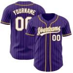 Old Jersey Lila Weiß Nadelstreifen Authentic Gold Custom Baseball Old Jersey Lila Weiß Nadelstreifen Authentic Gold Custom Baseball