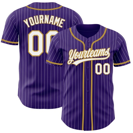 Old Jersey Lila Weiß Nadelstreifen Authentic Gold Custom Baseball Old Jersey Lila Weiß Nadelstreifen Authentic Gold Custom Baseball