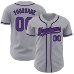 Lila-Schwarzes Jersey Custom Gray Baseball Authentic