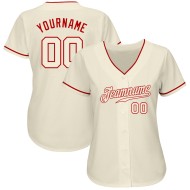 Benutzerdefiniertes cremefarbenes, cremefarbenes, rotes authentisches Baseball-Trikot Benutzerdefiniertes cremefarbenes, cremefarbenes, rotes authentisches Baseball-Trikot