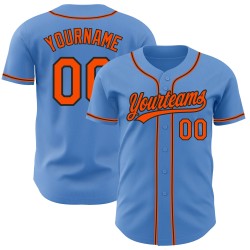 Jersey Custom Orange-Schwarz Baseball Authentic Powder Blue