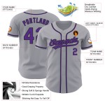 Lila-Schwarzes Jersey Custom Gray Baseball Authentic