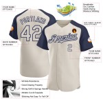 Navy Jersey Baseball Custom Creme Raglan Ärmel Authentisch Navy Jersey Baseball Custom Creme Raglan Ärmel Authentisch