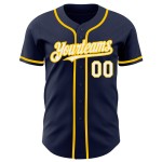 Weiß-Gelb Baseball Navy Authentic Jersey Custom Weiß-Gelb Baseball Navy Authentic Jersey Custom