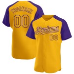 Raglan-Ärmel Lila Jersey Custom Authentic Gold Baseball Raglan-Ärmel Lila Jersey Custom Authentic Gold Baseball