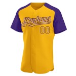 Raglan-Ärmel Lila Jersey Custom Authentic Gold Baseball Raglan-Ärmel Lila Jersey Custom Authentic Gold Baseball