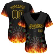 Design Gold Dart Jersey Muster Custom Baseball Board Flamme Schwarz Authentische 3D Design Gold Dart Jersey Muster Custom Baseball Board Flamme Schwarz Authentische 3D