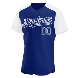 Weiß Baseball Authentic Raglan Ärmel Royal Jersey Custom Weiß Baseball Authentic Raglan Ärmel Royal Jersey Custom