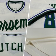 Custom Cream Hunter Green-Royal Authentic Throwback Rib-Strick Baseball Jersey Shirt Custom Cream Hunter Green-Royal Authentic Throwback Rib-Strick Baseball Jersey Shirt
