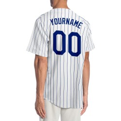 Benutzerdefiniertes weißes Royal Pinstripe Royal-White Authentic Baseball-Trikot