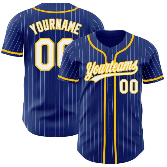 Royal Jersey Authentic Baseball Custom Gelb Nadelstreifen Weiß Royal Jersey Authentic Baseball Custom Gelb Nadelstreifen Weiß