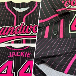 Benutzerdefinierte schwarz rosa Nadelstreifen rosa-weiß authentische Baseball Jersey Benutzerdefinierte schwarz rosa Nadelstreifen rosa-weiß authentische Baseball Jersey